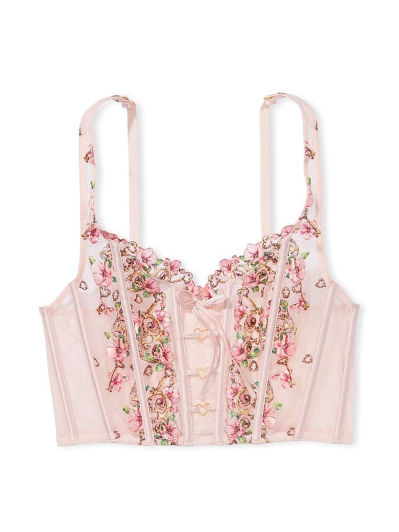 Unlined Floral Heart Embroidery Corset Top by Victoria's Secret in Kuwait